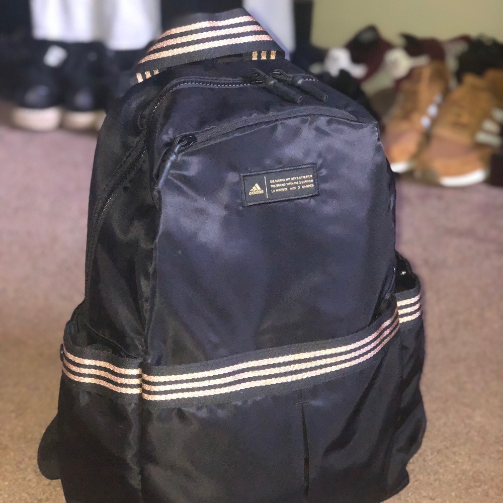 Adidas black satin backpack